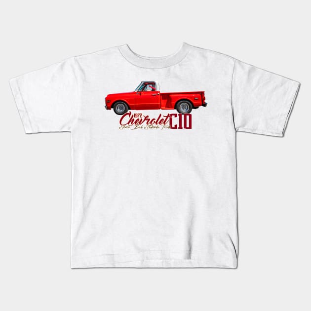 1972 Chevrolet C10 Short Bed Stepside Truck Kids T-Shirt by Gestalt Imagery